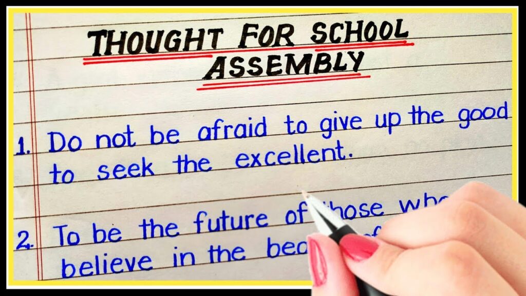 school assembly thought for the day for kids