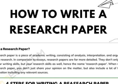 How to Write a good research paper